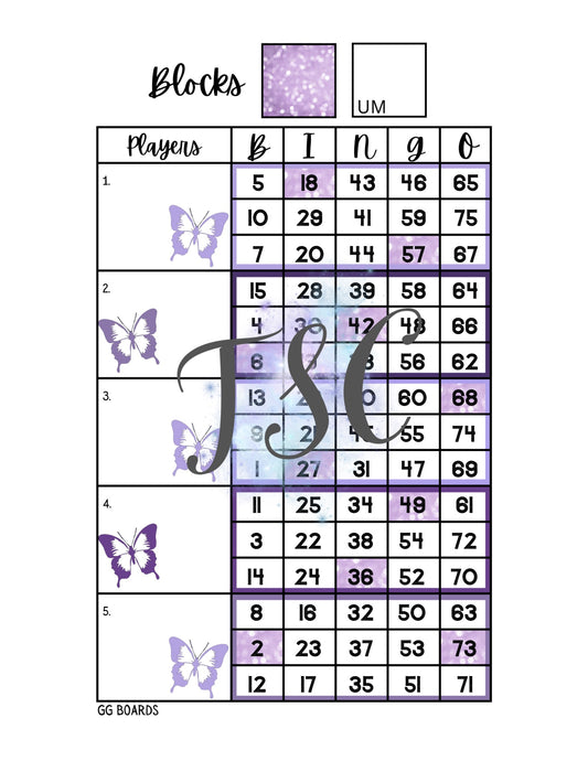 Purple Butterfly Block 1-75 Mixed