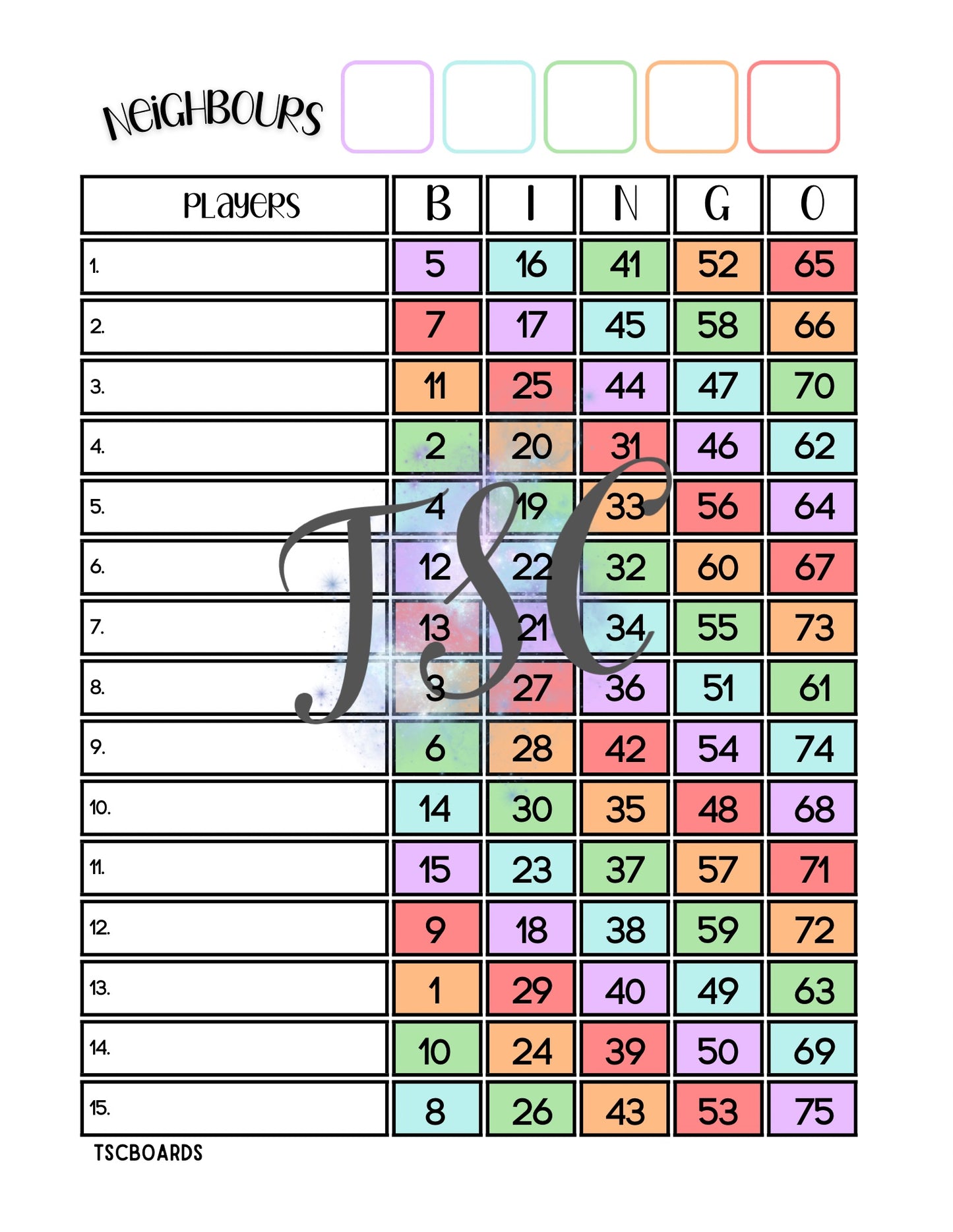 Neighbours Rainbow Board 1-75 Ball
