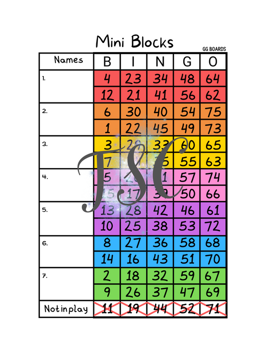 Mini Blocks Bingo 1-75 Mixed