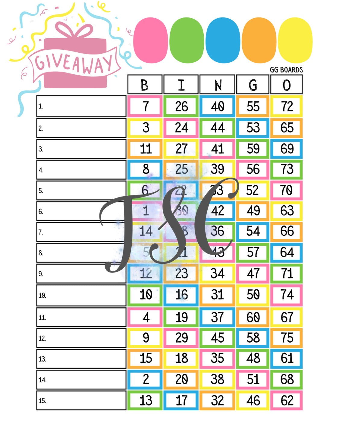 Giveaway Rainbow 1-75 Mixed
