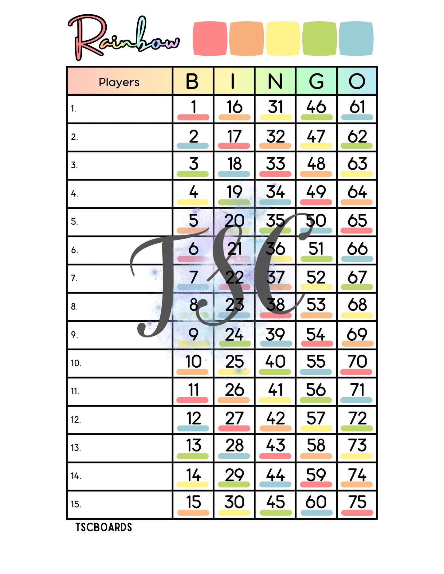 Rainbow Board 1-75 Ball
