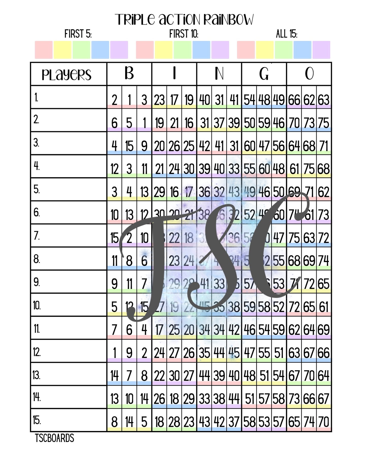 Triple Action Rainbow Board 1-75 Ball
