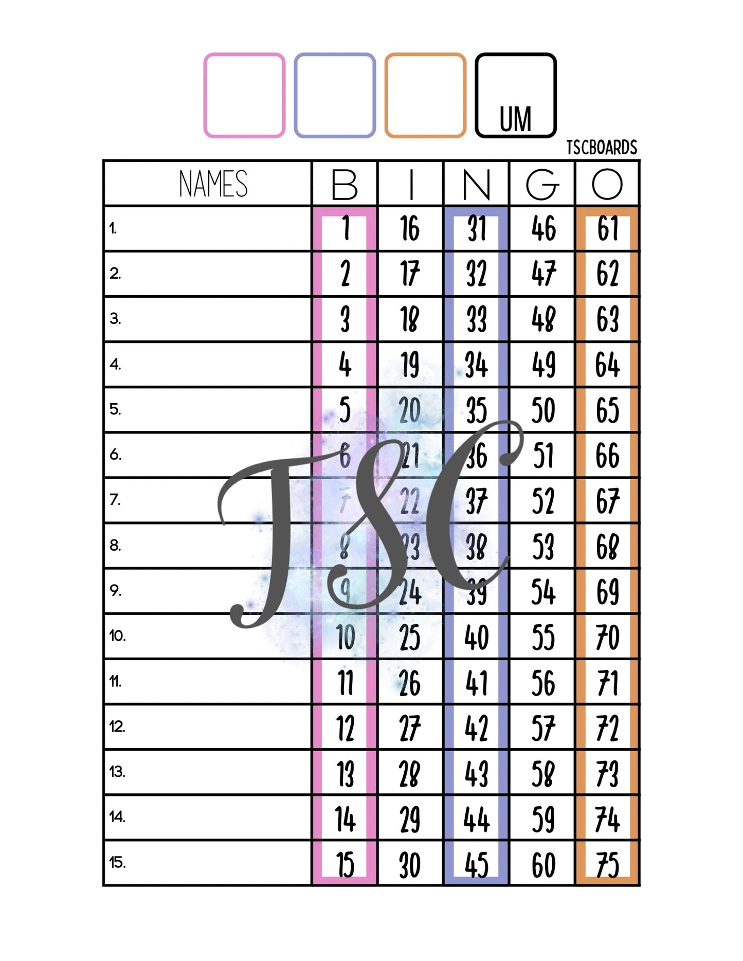 3 Colour Board 1-75 Ball