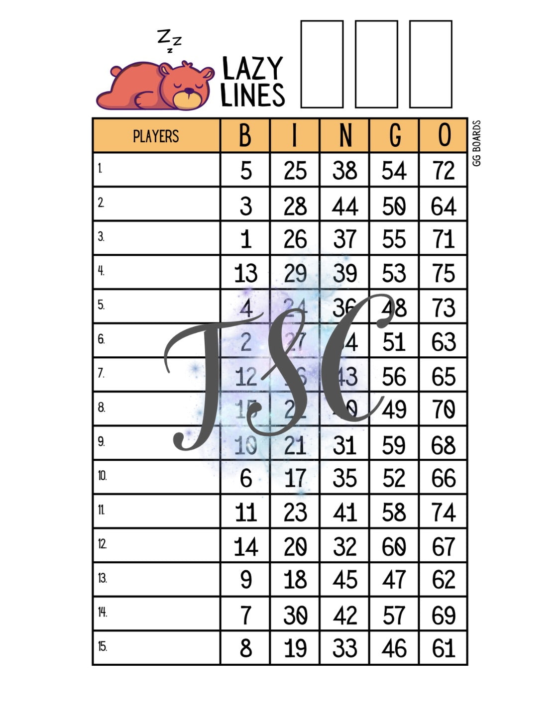 Lazy Lines Bear 1-75 Mixed