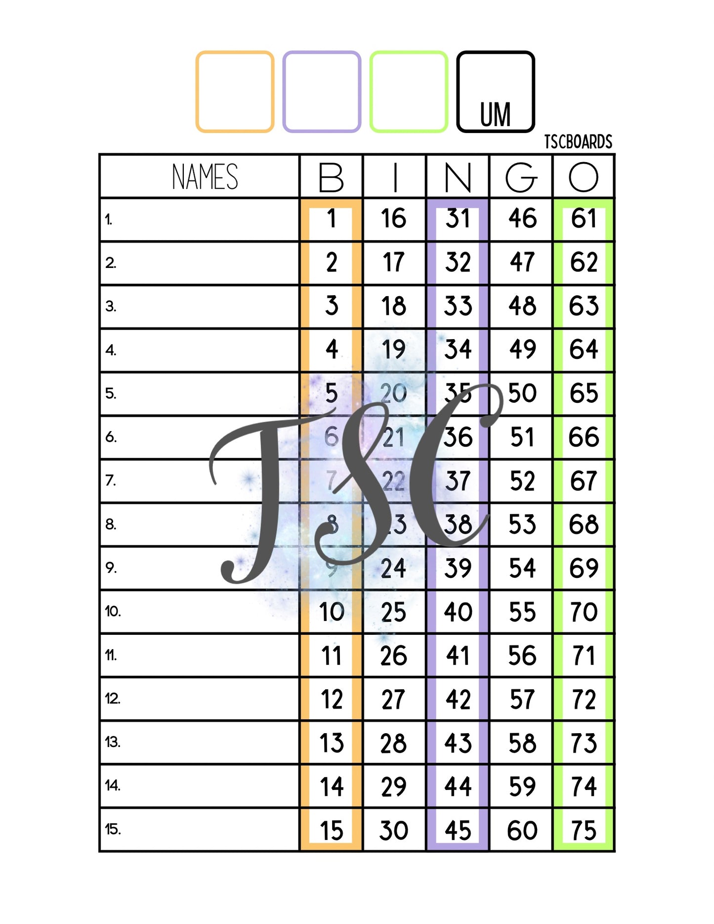 3 Colour Board 1-75 Ball