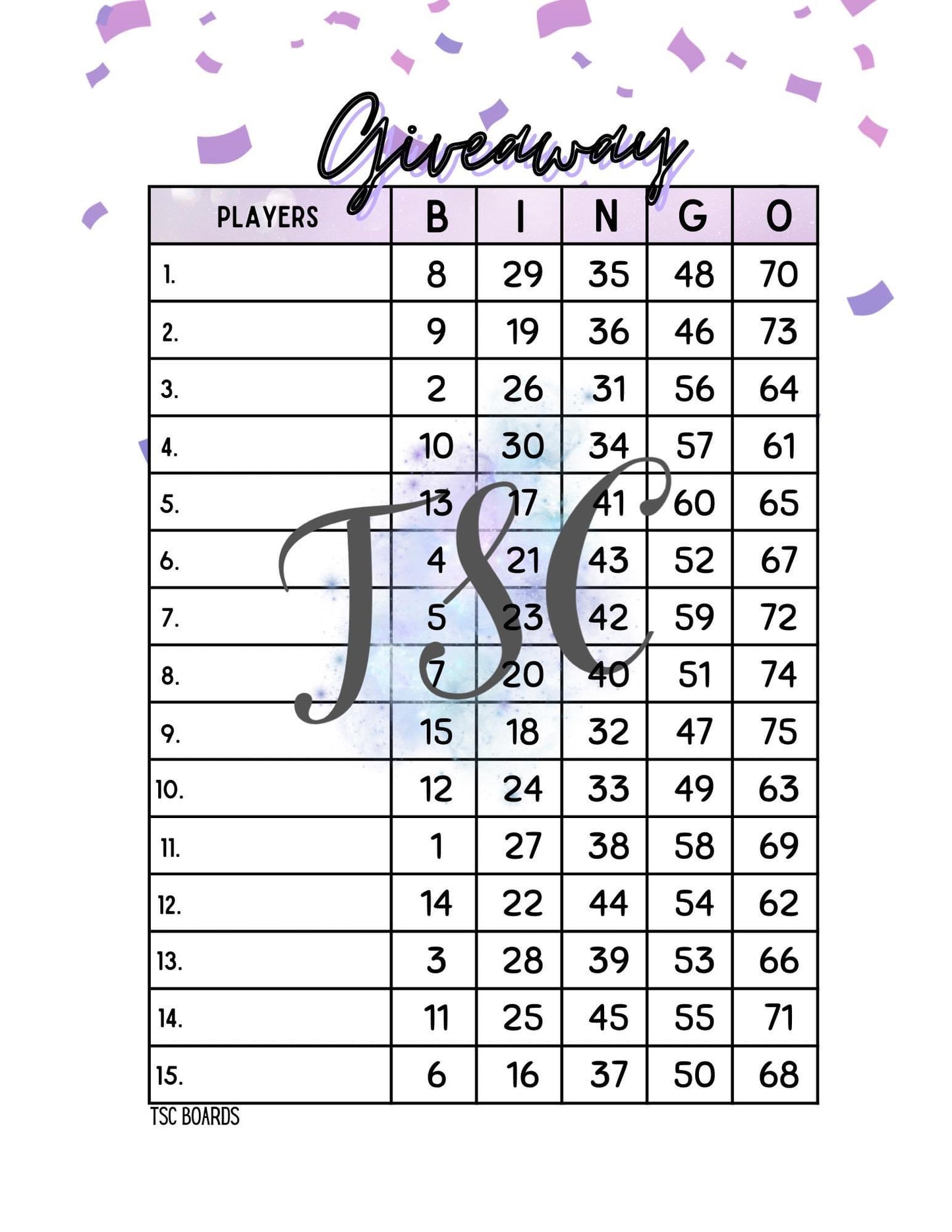 Giveaway Purple Confetti 1-75 Mixed