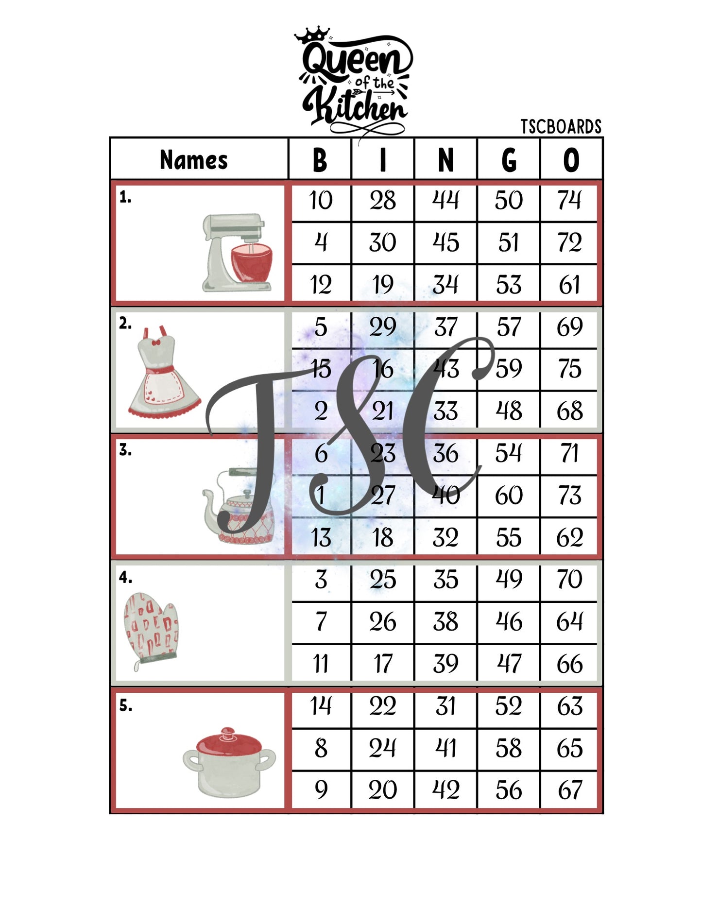 Queen of the Kitchen Block 1-75 Mixed