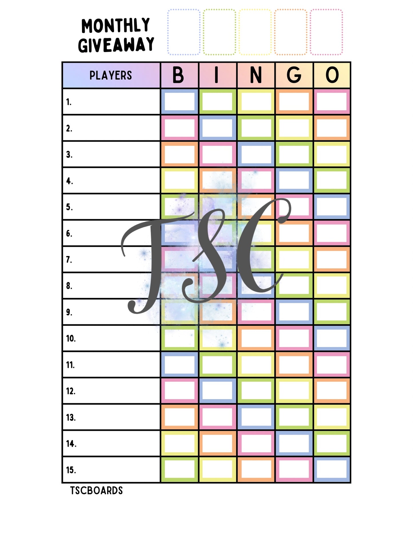 Monthly Giveaway Rainbow Board 1-75 Ball