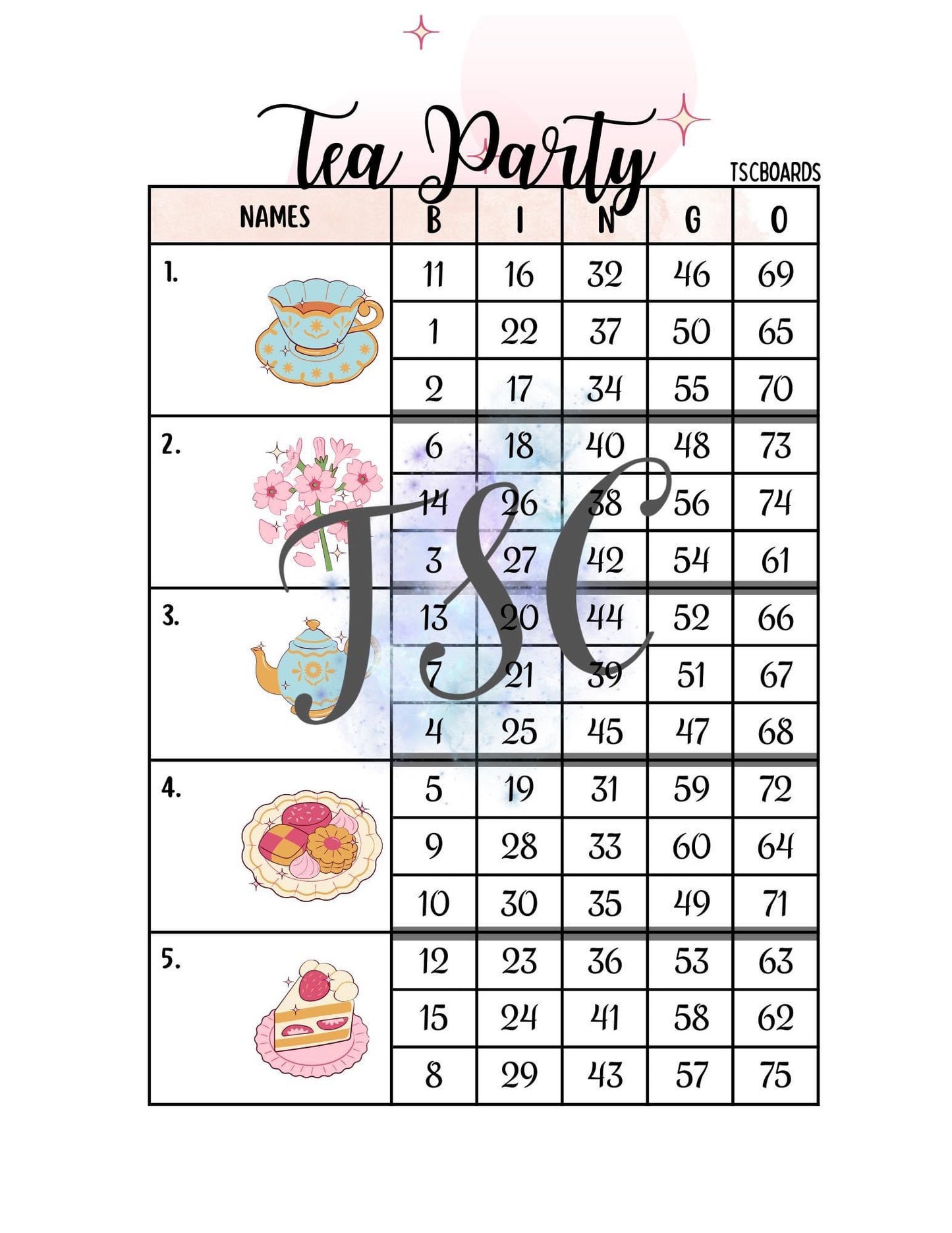Tea Party Block 1-75 Mixed
