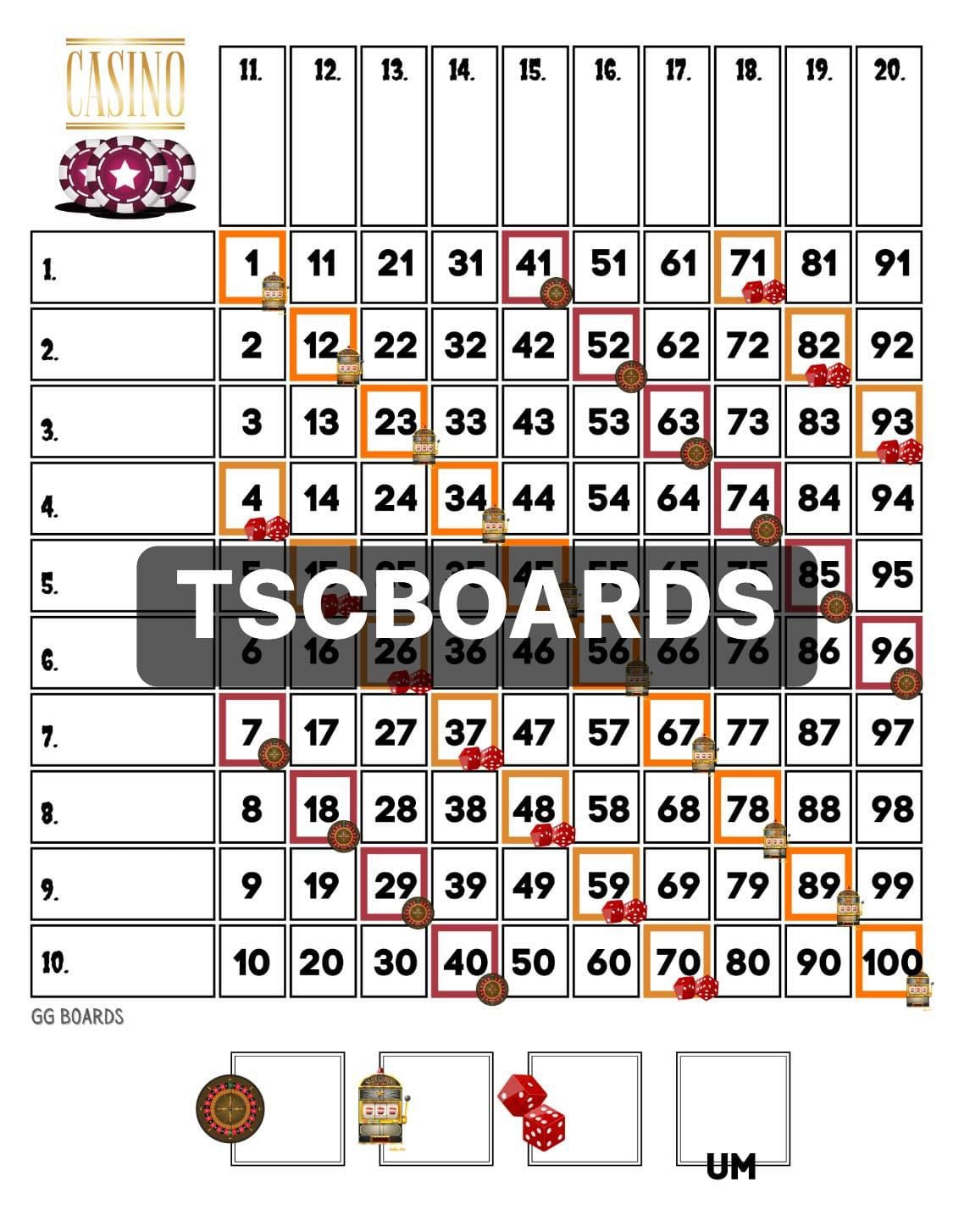 Casino Grid 1-100 Straight