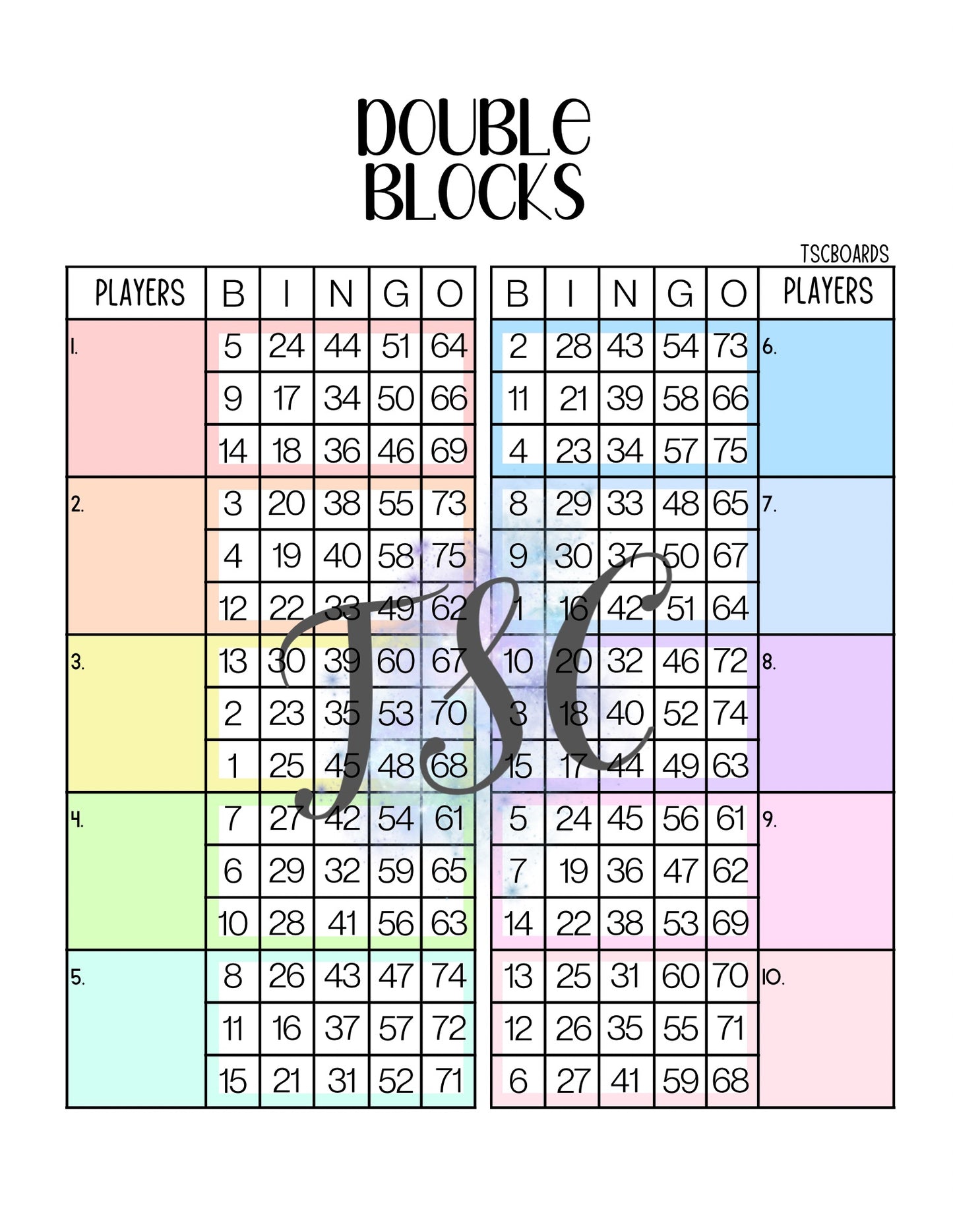 Pastel Double Blocks 1-75 Ball
