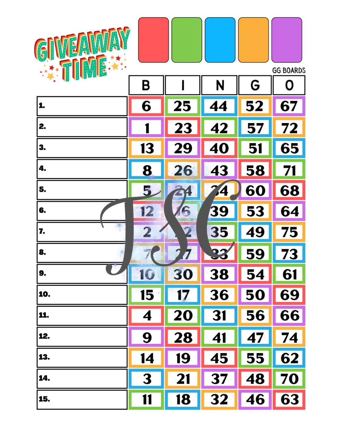 Giveaway Time Rainbow 1-75 Mixed