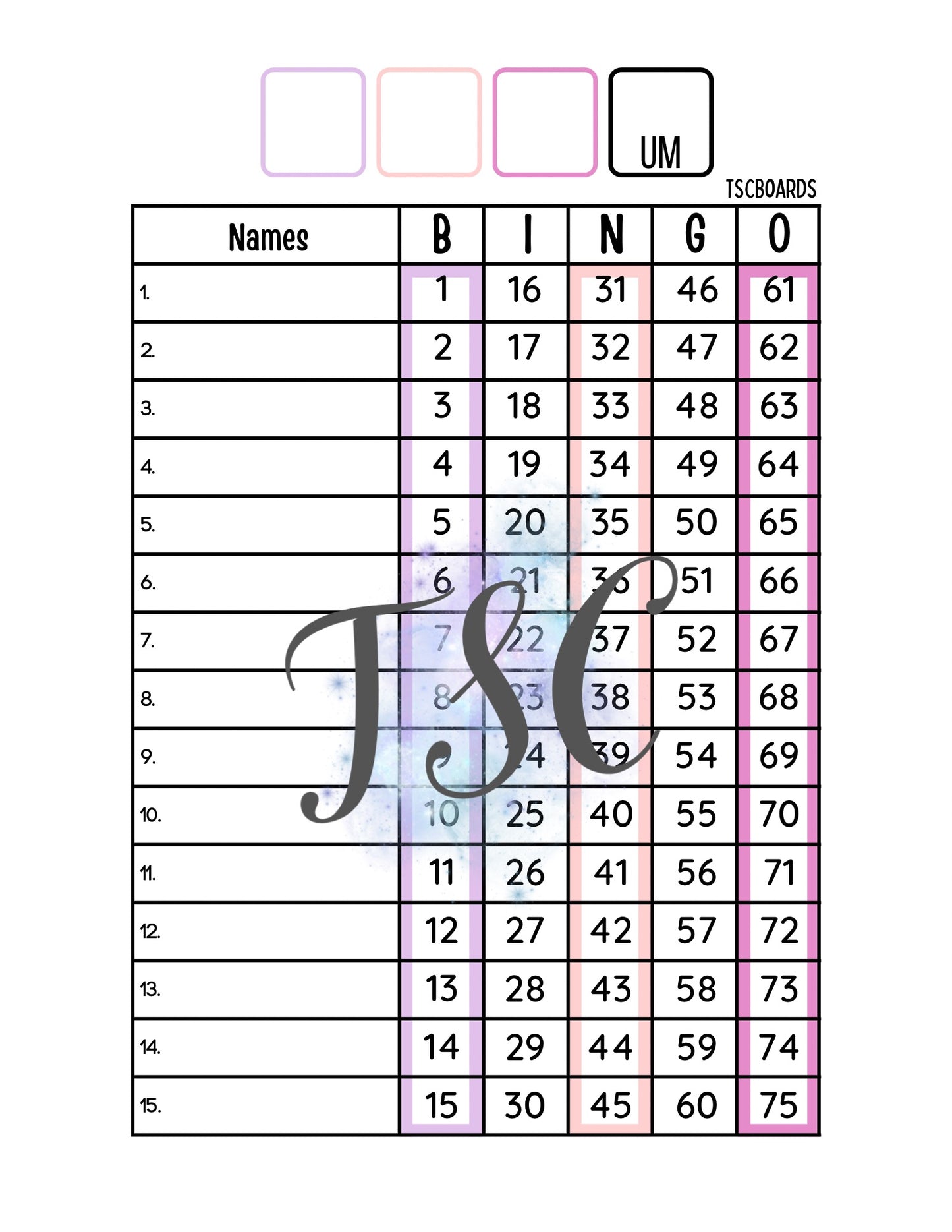 3 Colour Board 1-75 Ball