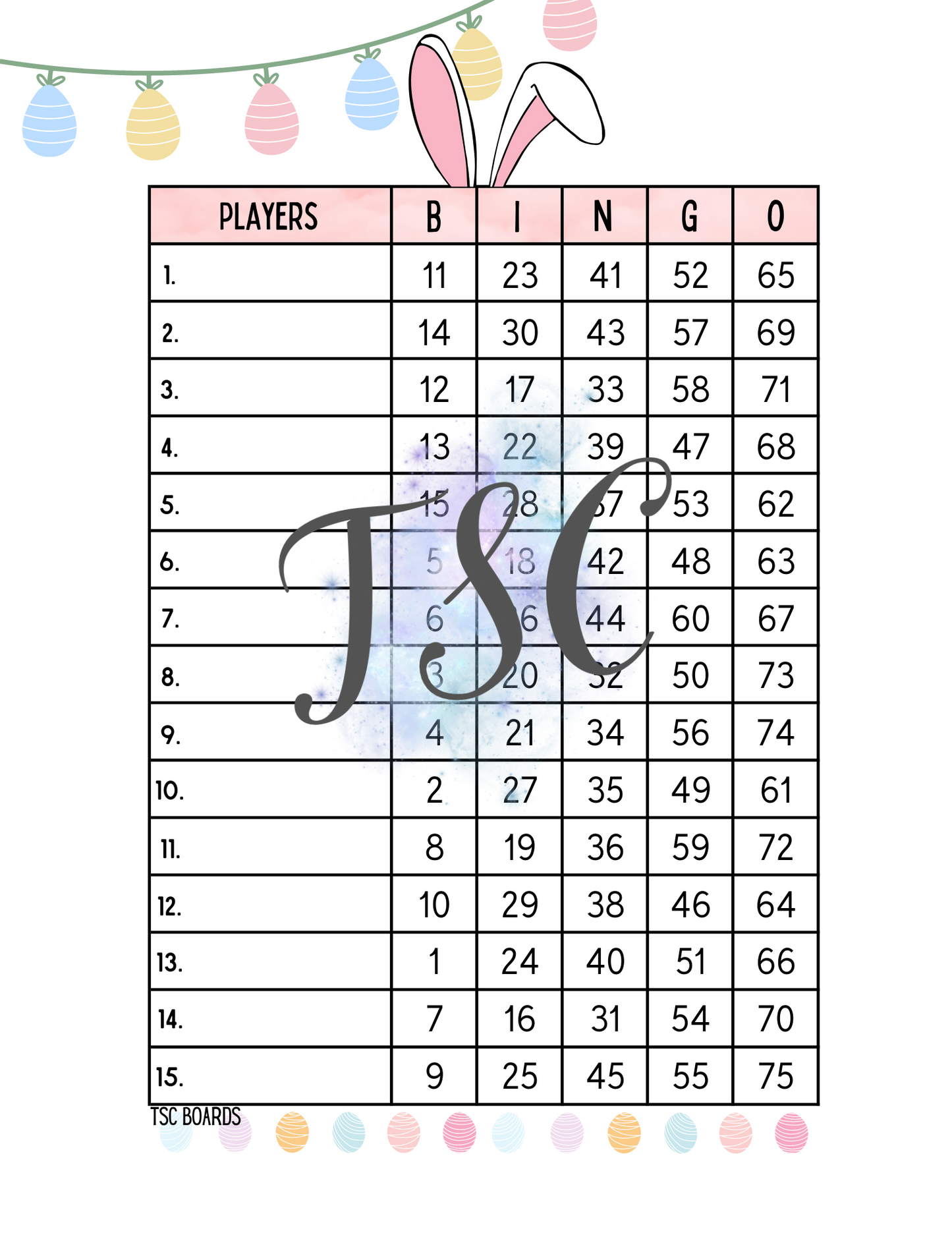 Easter Bundle - 30 Boards 1-75 Mixed