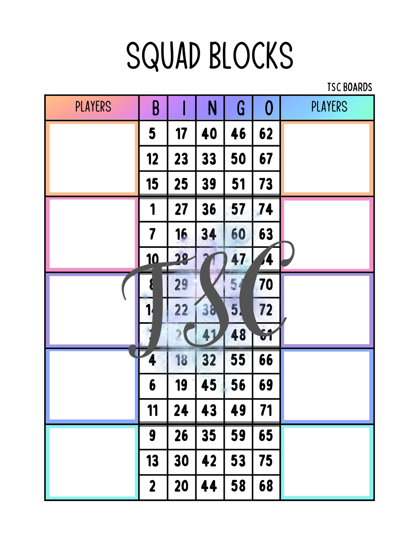 Squad Blocks Board 1-75