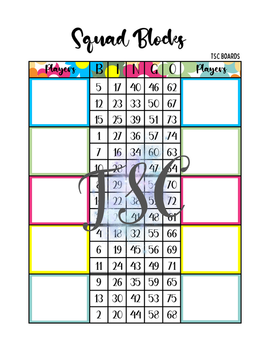 Squad Blocks Board 1-75