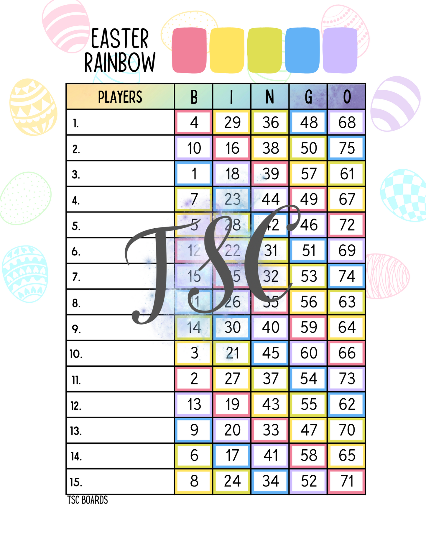 Easter Bundle - 30 Boards 1-75 Mixed