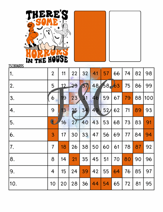 There’s Some Horrors In The House Bingo Board 1-100 Ball