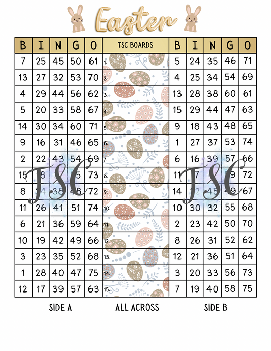 Double Page Easter Bingo Board 1-75 Ball