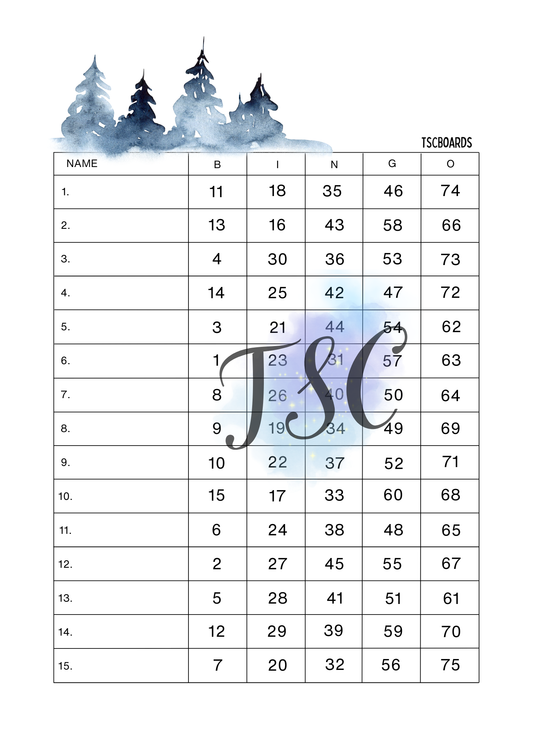 Blue Trees Winter 1-75 Ball