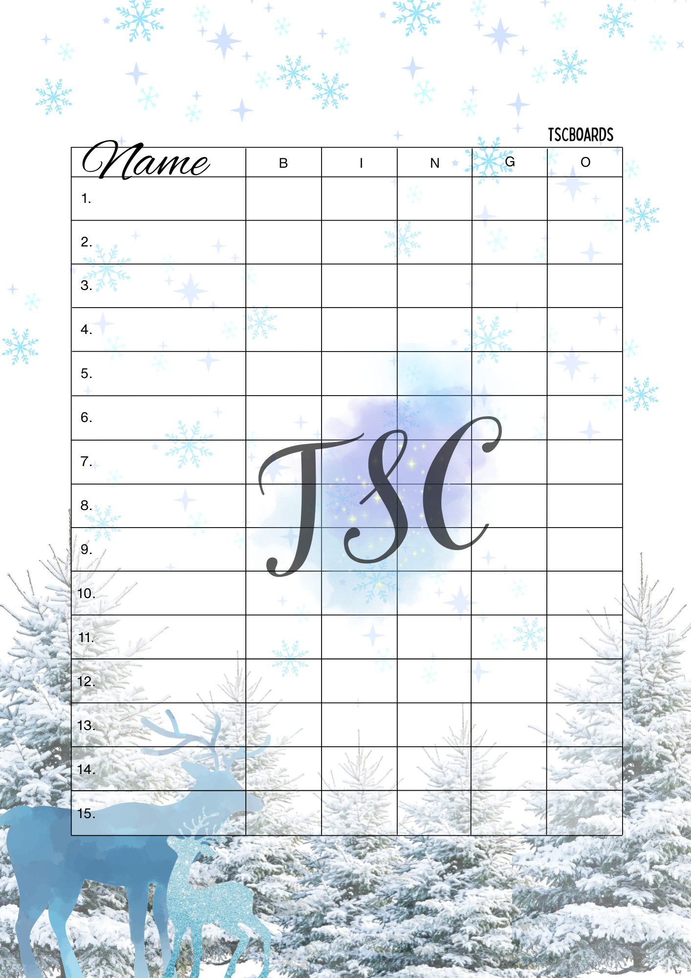 Christmas Bundle BLUE 10 Mixed Bingo Boards 1-75 Ball