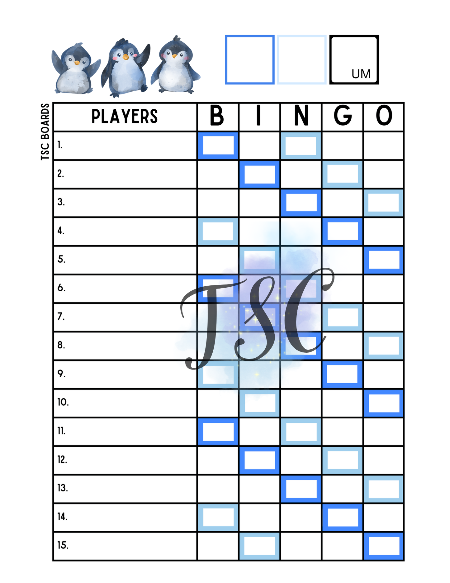 2 Colour Penguins Board 1-75 Ball