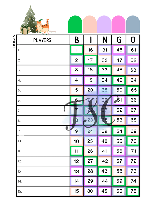 Orange Cat Christmas Board 1-75 Ball