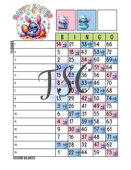 Happy Easter Stitch Bingo Board 1-75 Ball