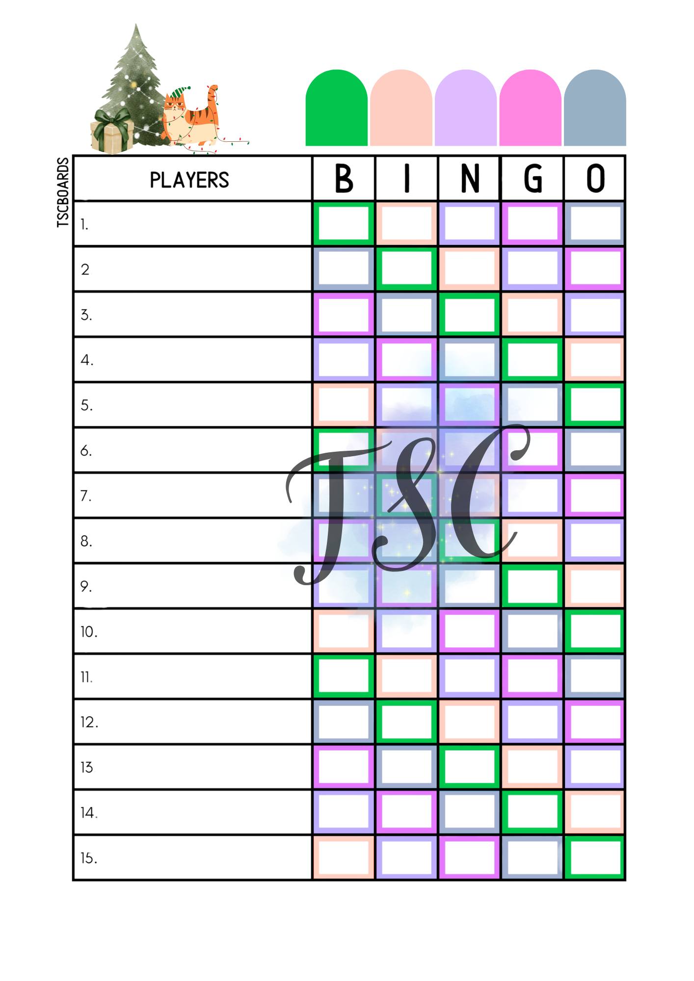 Orange Cat Christmas Board 1-75 Ball