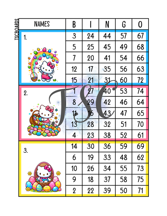 Easter Hello Kitty Mega Block Bingo Board 1-75 Ball