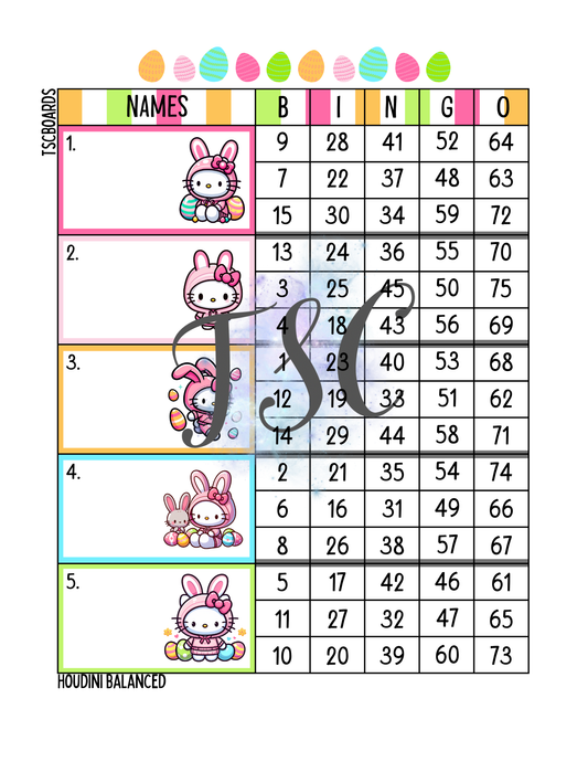 Hello Bunny Block Bingo Board 1-75 Ball