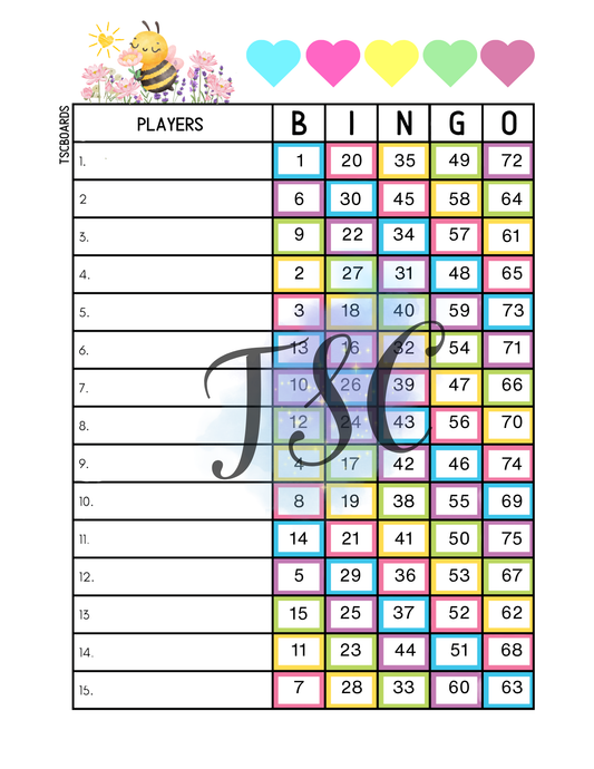Bee Rainbow 1-75 Ball 1-15 Lines