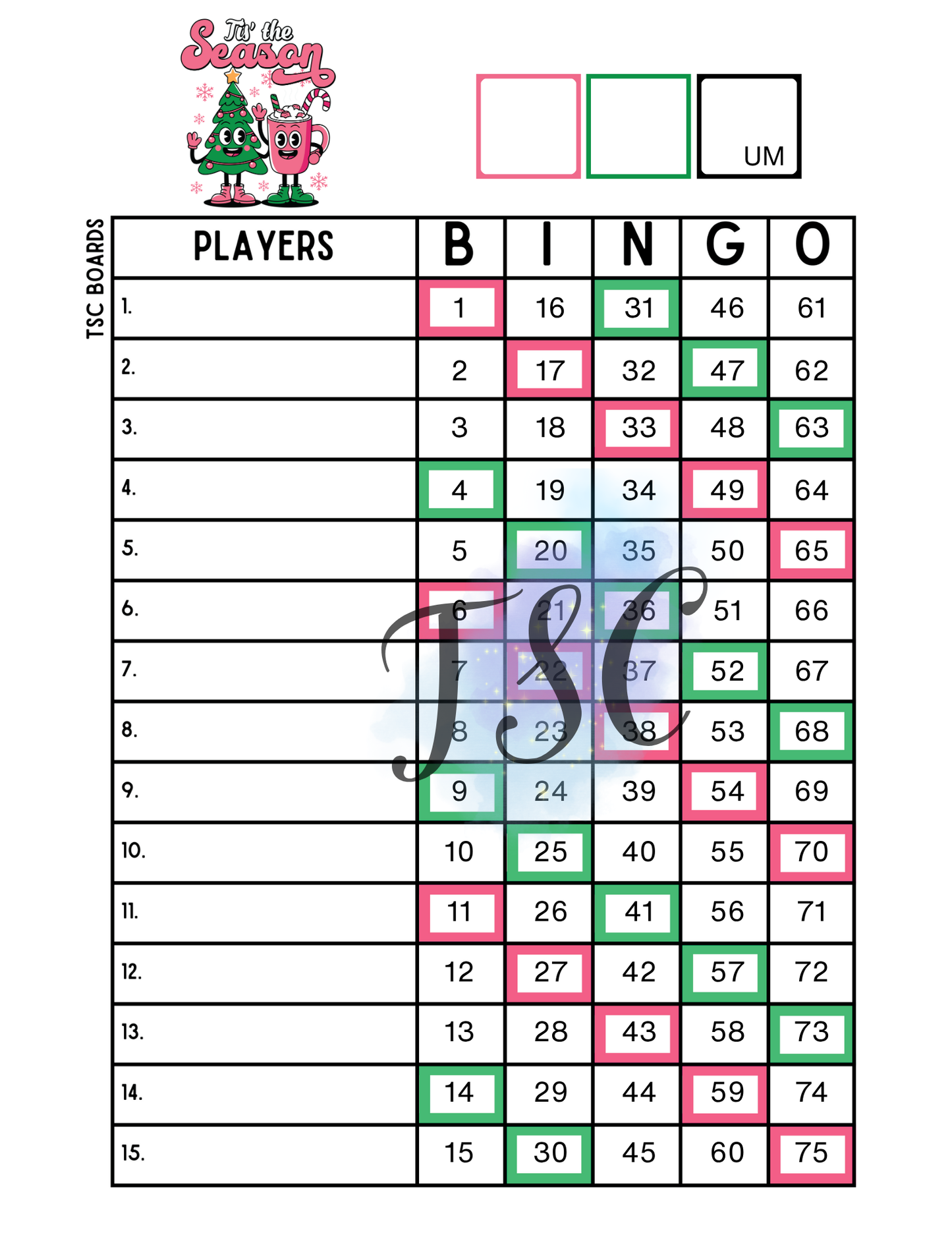 2 Colour Tis The Season 1-75 Ball