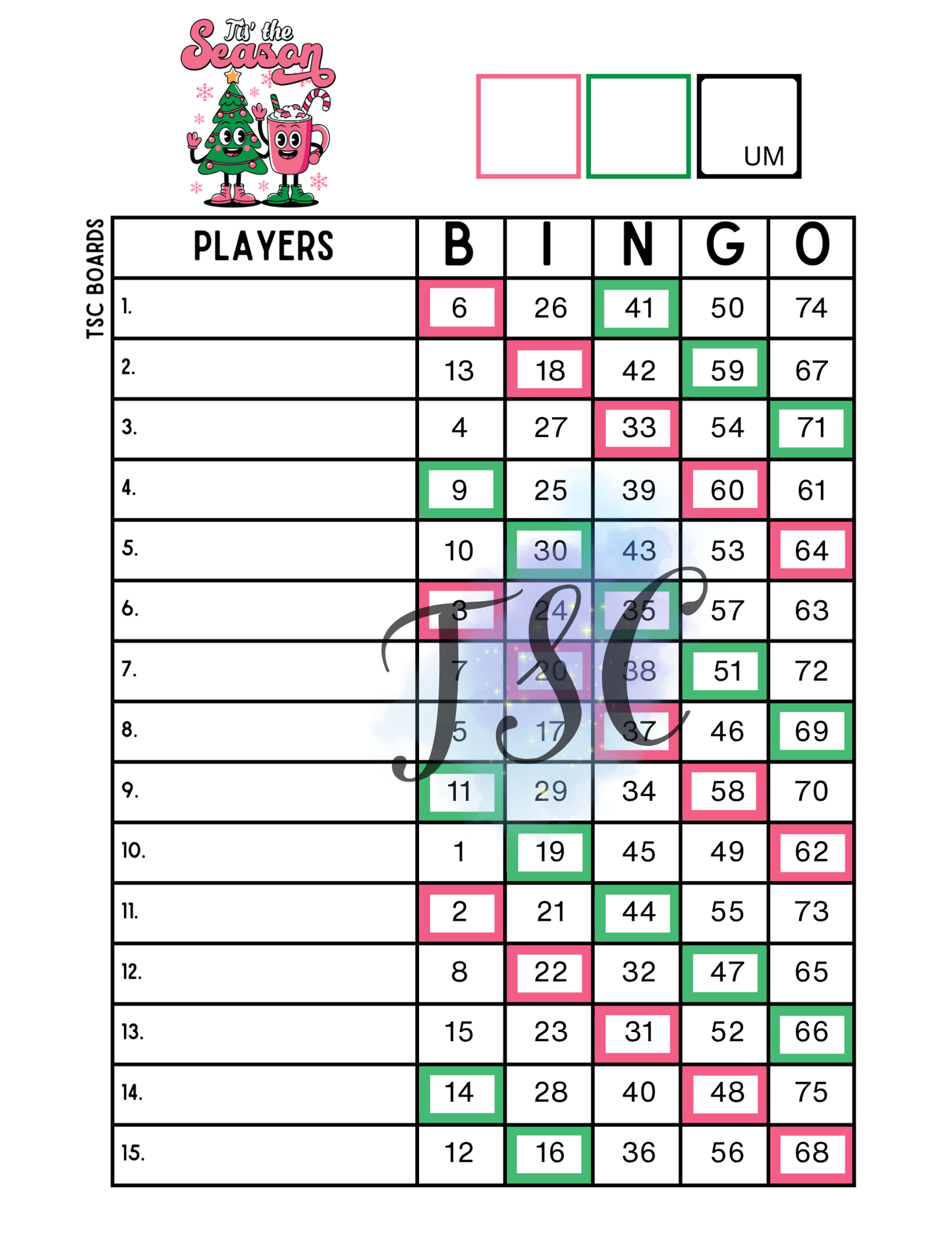 2 Colour Tis The Season 1-75 Ball