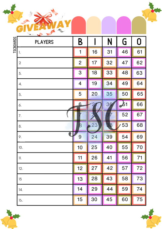 Christmas Giveaway Board 1-75 Ball