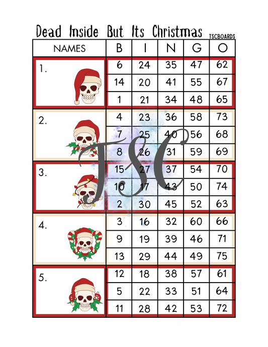 Dead Inside But It’s Christmas Block Bingo Board 1-75 Ball