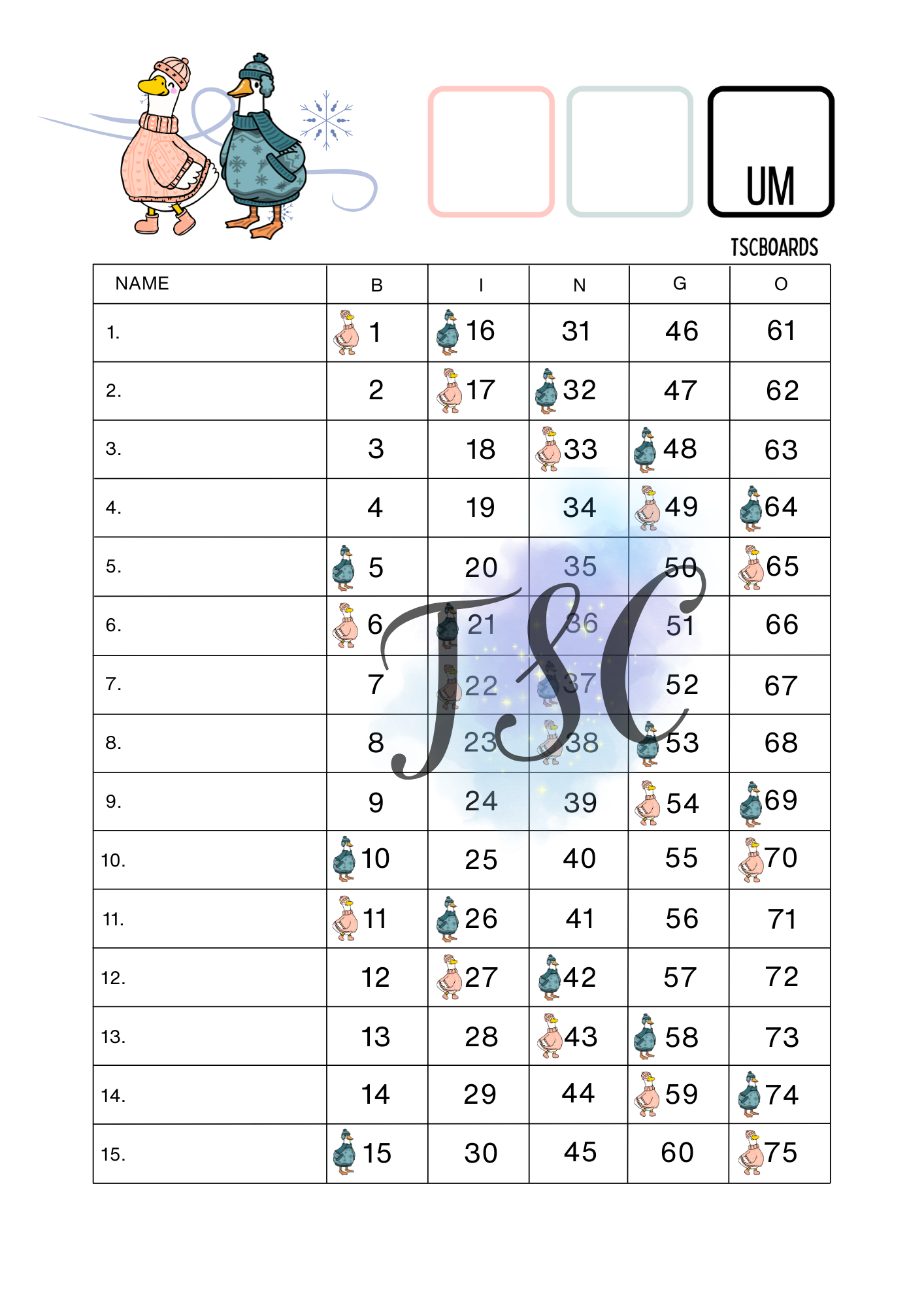 Winter Ducks 1-75 Ball