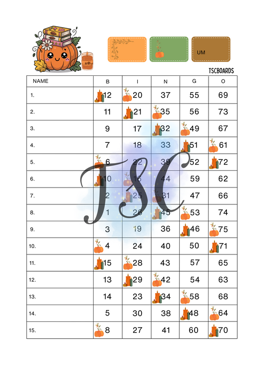 2 Colour Pumpkin Books 1-75 Ball