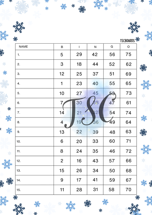 Blue Snowflake Board 1-75 Ball