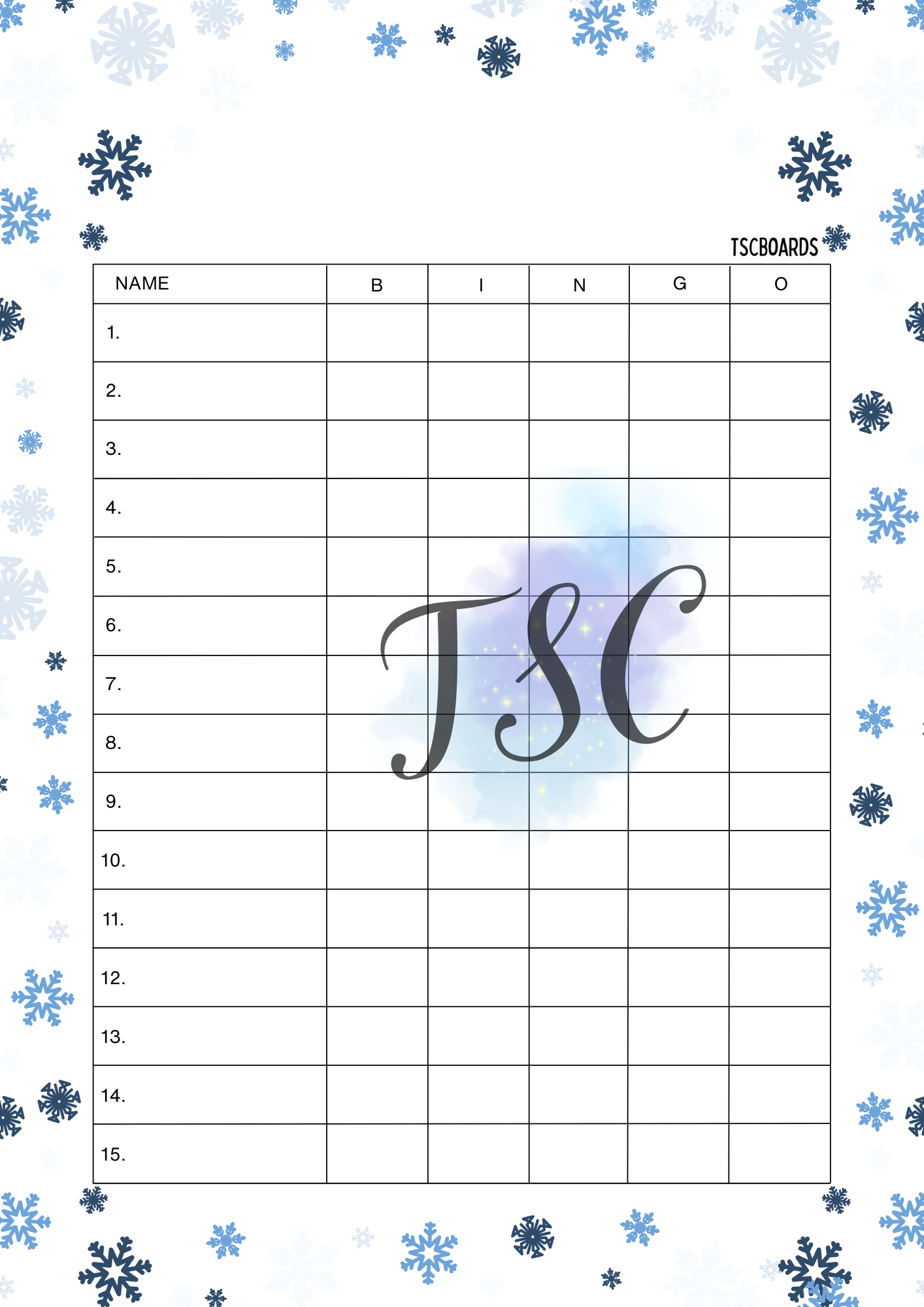 Blue Snowflake Board 1-75 Ball