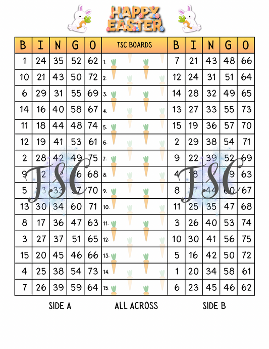 Double Page Happy Easter Bingo Board 1-75 Ball