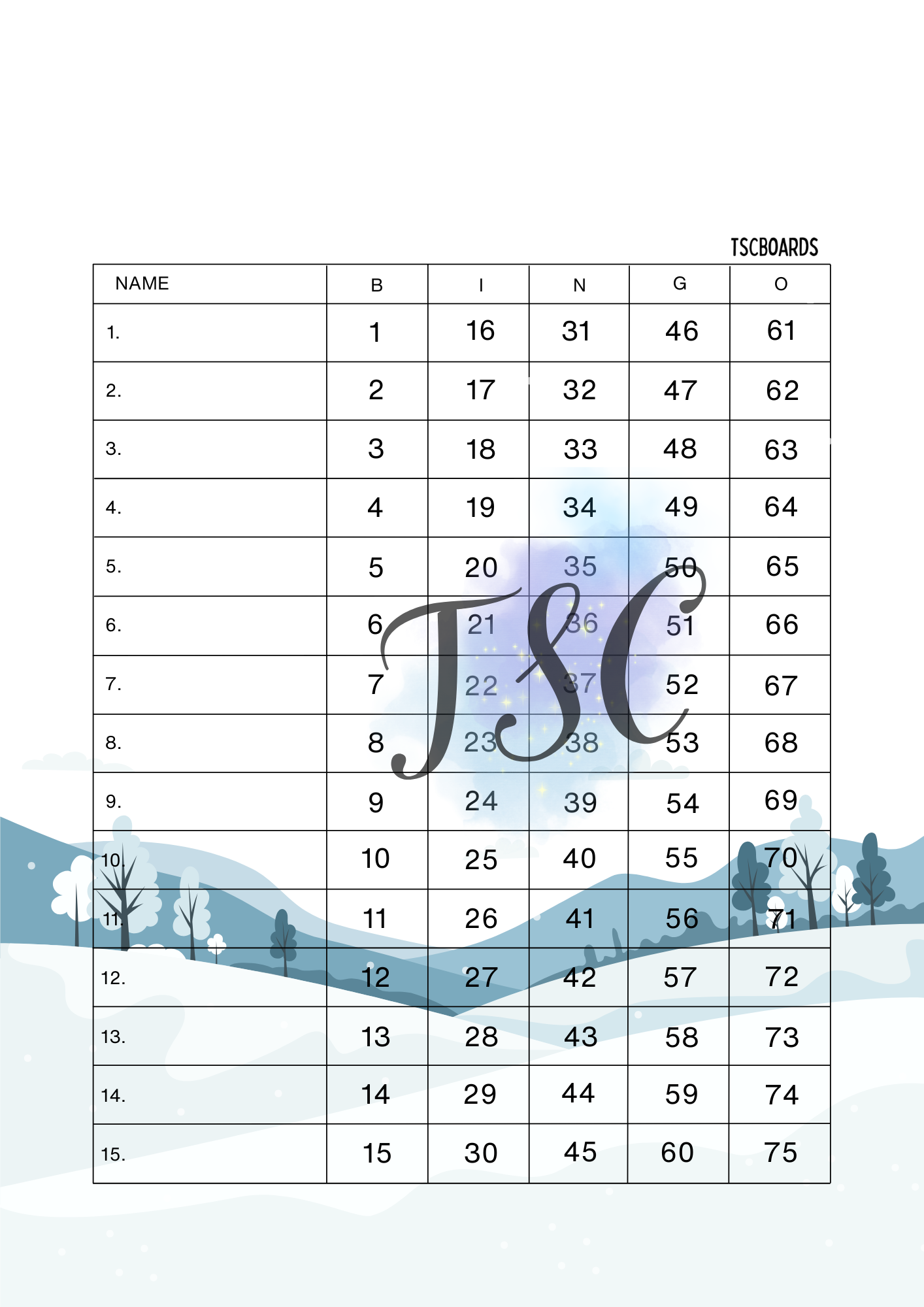 Winterscape Board 1-75 Ball