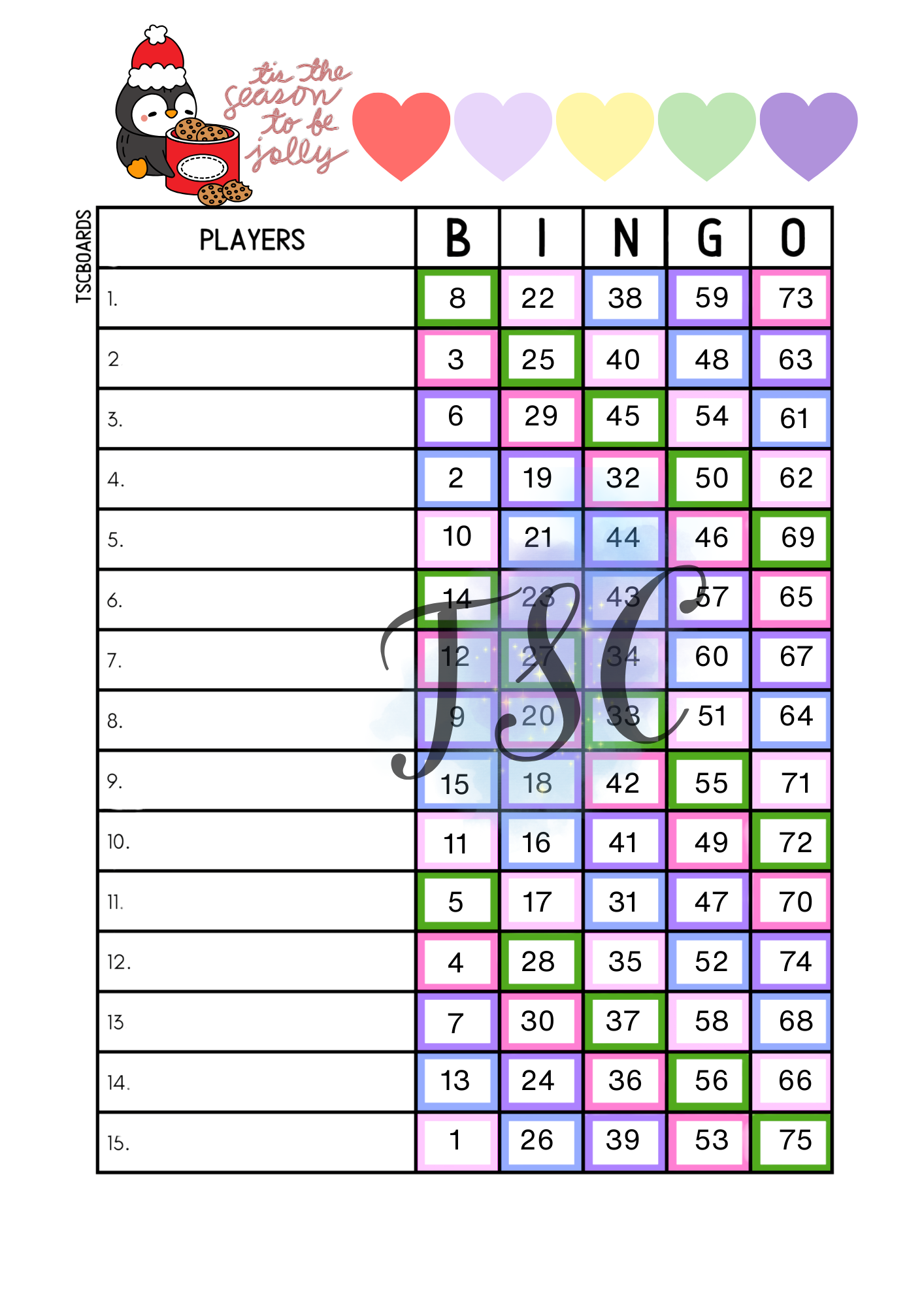 Tis The Season Board 1-75 Ball