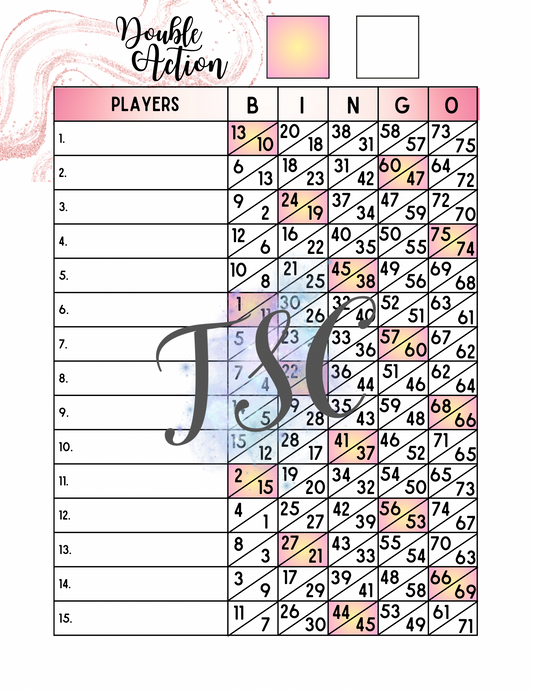 Pink Double Action Bingo Board 1-75 Ball