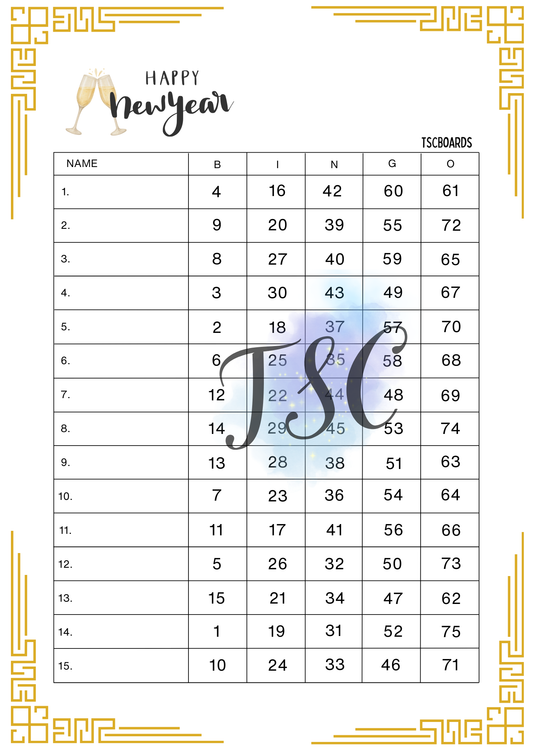 New Years Golden 1-75 Ball