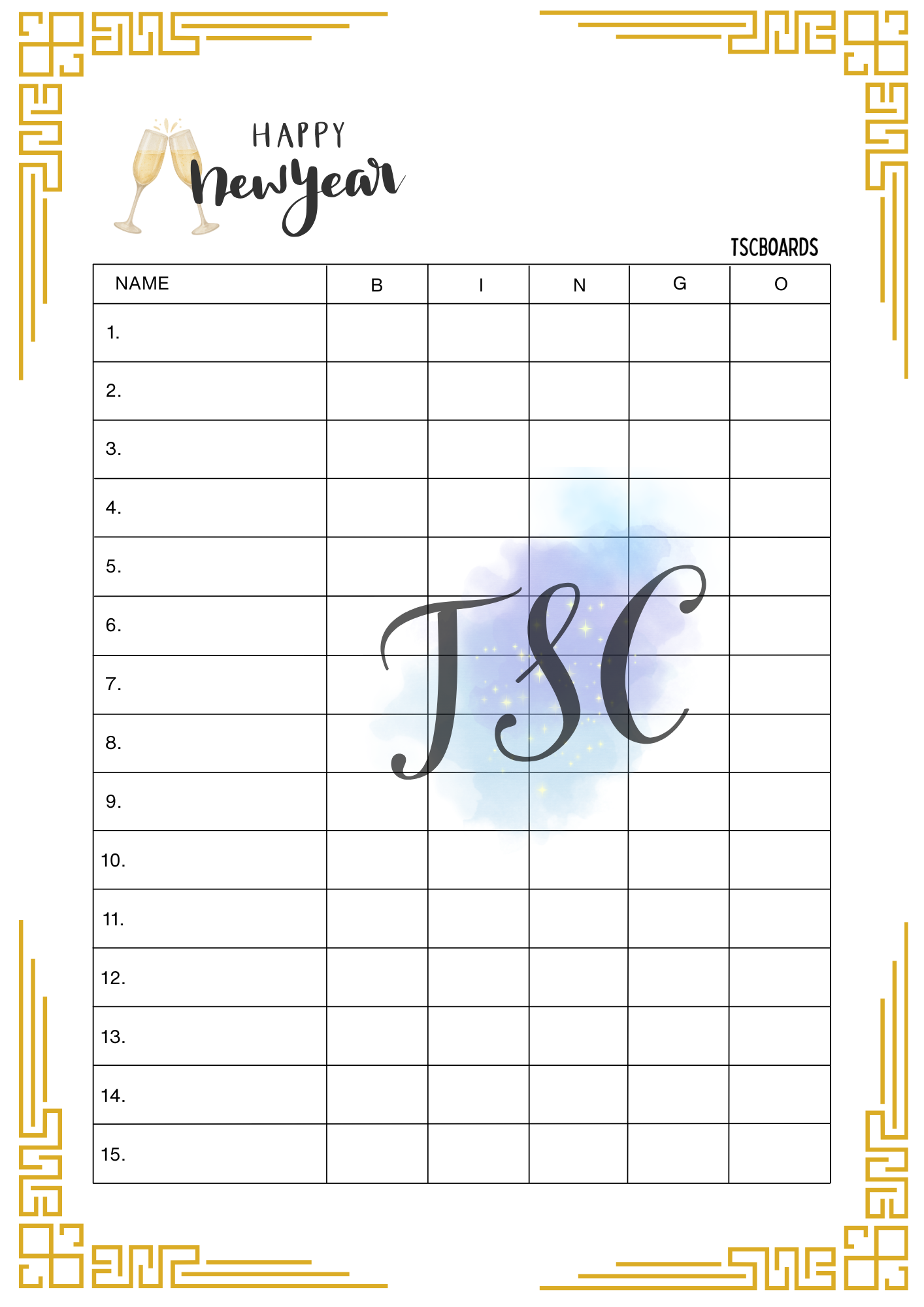 New Years Golden 1-75 Ball