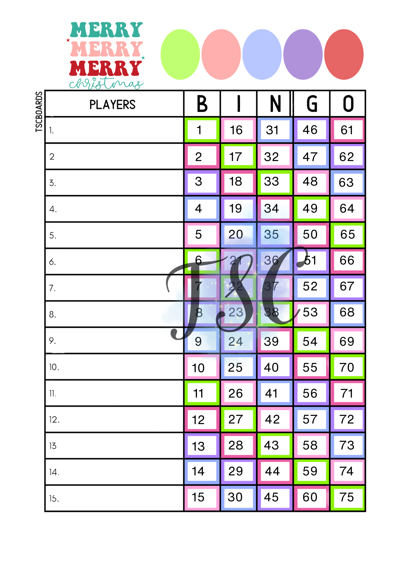 Merry Merry Christmas Board 1-75 Ball