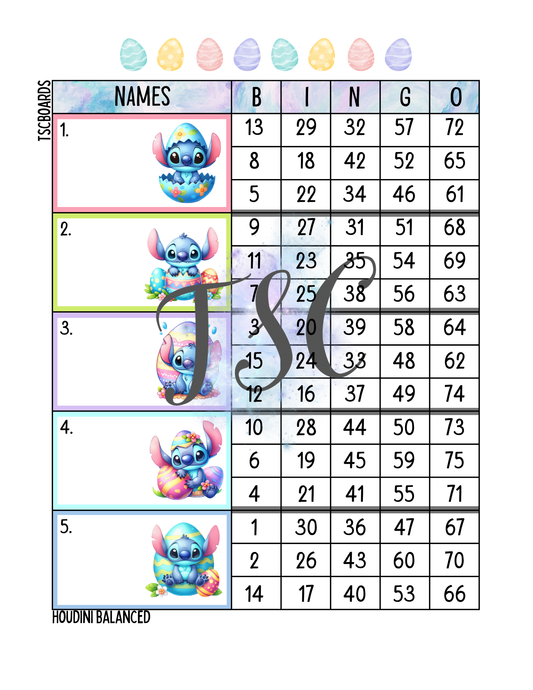 Easter Egg Stitch Block Bingo Board 1-75 Ball