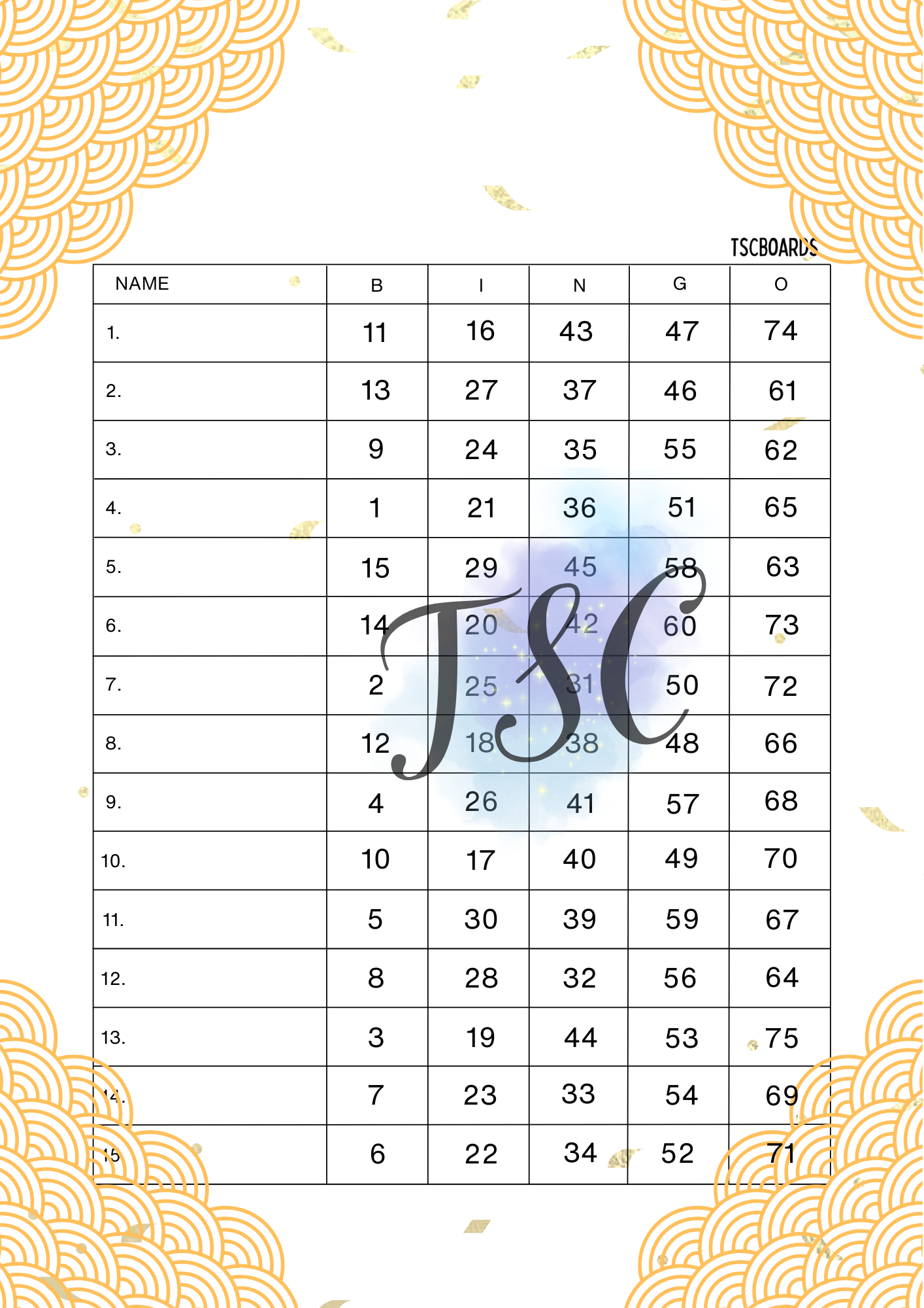 New Years Golden 1-75 Ball