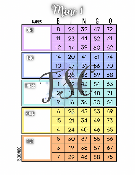 Mini 1 Block Bingo Board 1-75 Ball